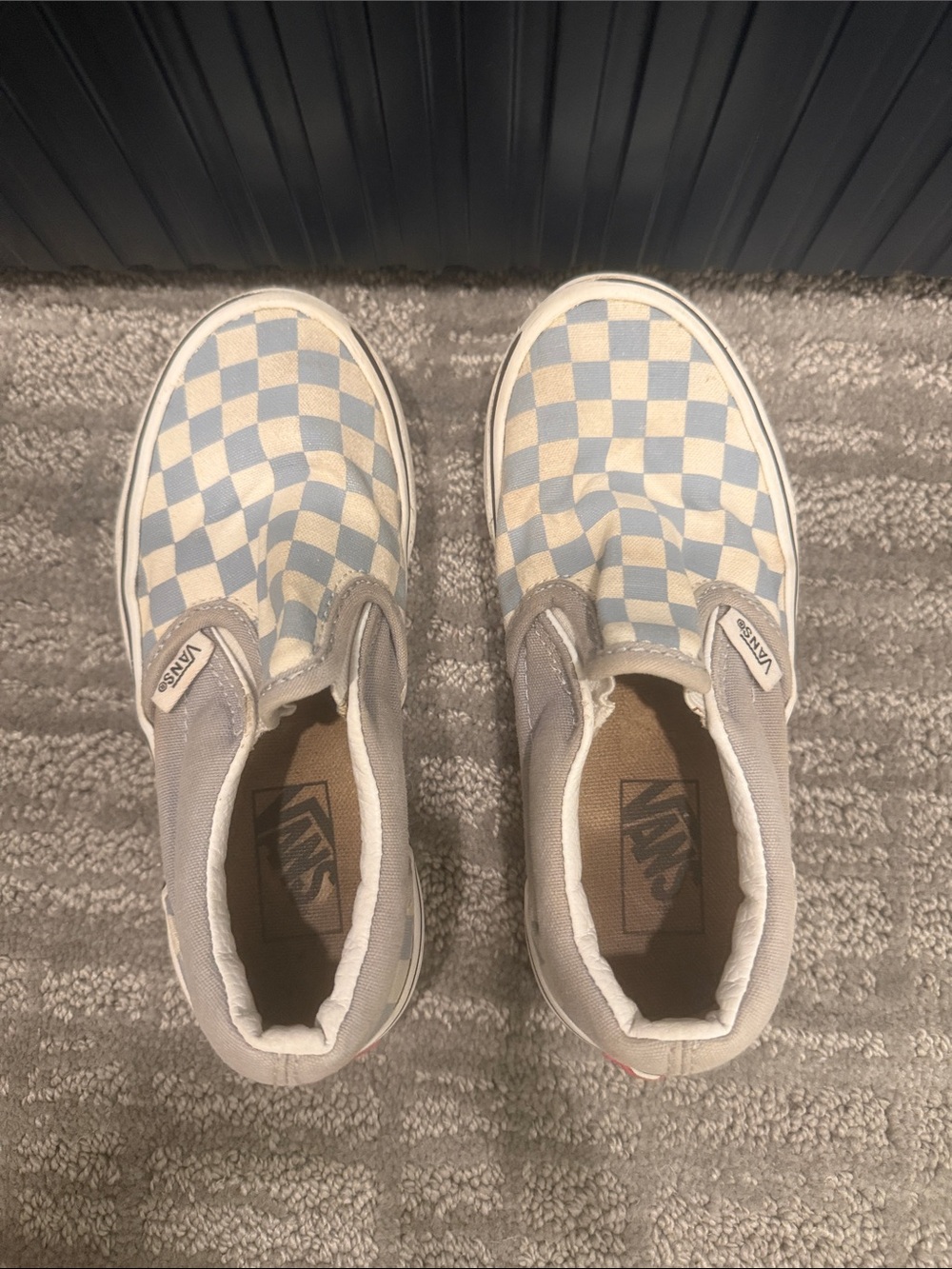 Vans Blue and White Checkerboard Sneakers Slip-On Canvas